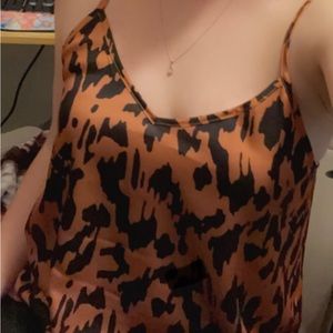Animal print satin top